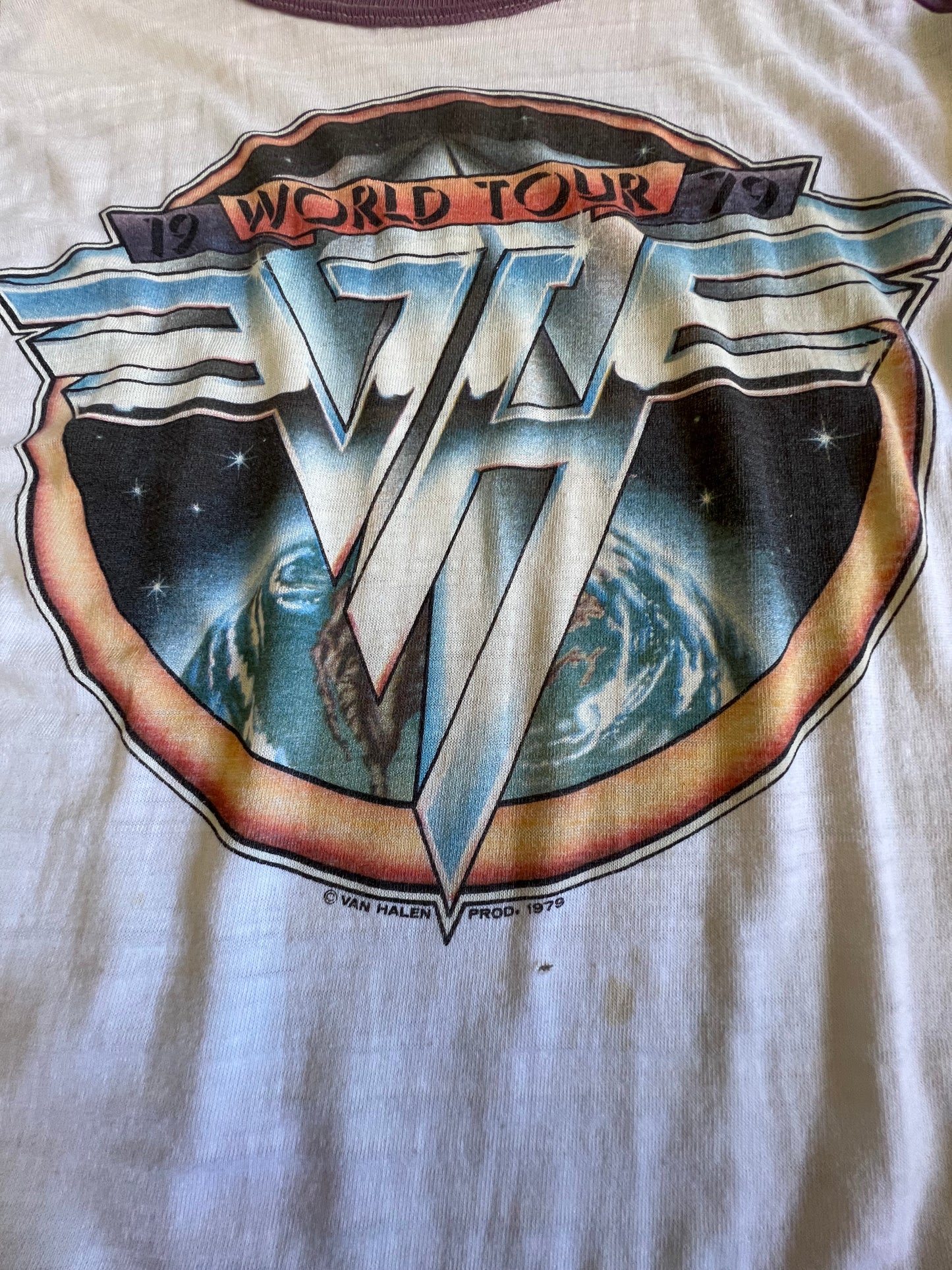 Rare Vintage Van Halen World Tour 1979 Single Stitch Distressed Rock Tee L