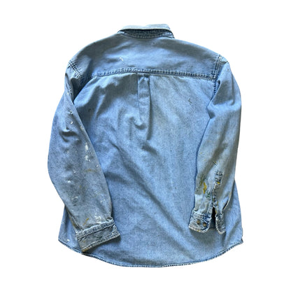 Vintage 80’s Heavily Distressed Denim Shirt L