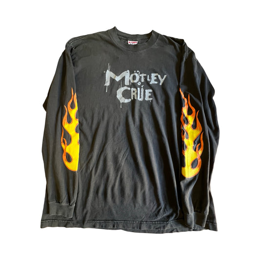 Vintage 90’s Motley Crue Long Sleeve Flames Oversized Band Tee Q-Tees of California XL