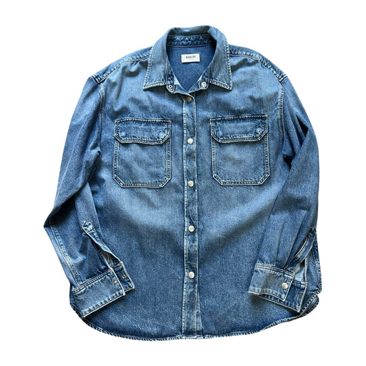 A Gold E Camryn Oversized Denim Shirt Jacket L Never Worn
