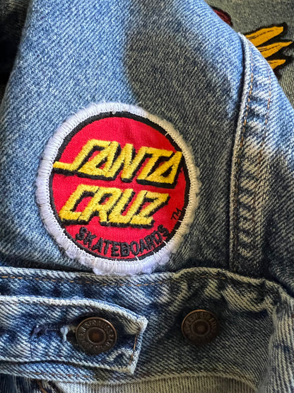 Rare Vintage 80’s Powell Peralta Bones Brigade Patch Levi’s Denim Trucker Jacket 42