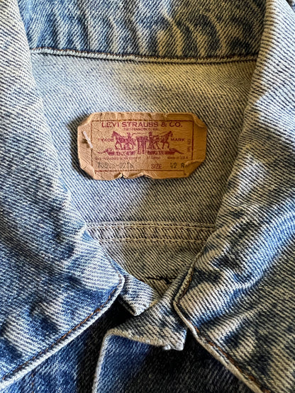 Rare Vintage 80’s Powell Peralta Bones Brigade Patch Levi’s Denim Trucker Jacket 42