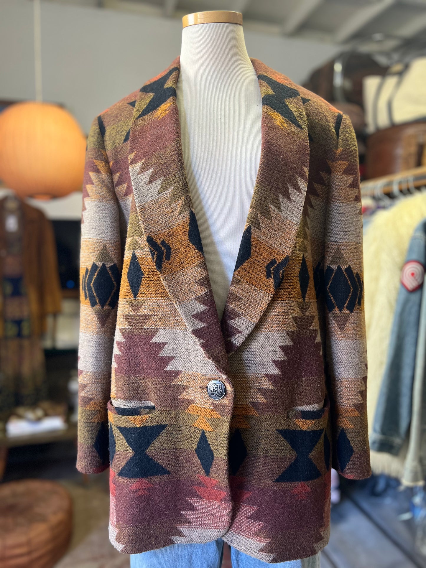 Vintage 80’s Southwestern Earth Tone Take Six Lined Blazer L