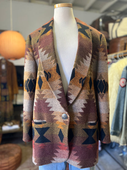 Vintage 80’s Southwestern Earth Tone Take Six Lined Blazer L