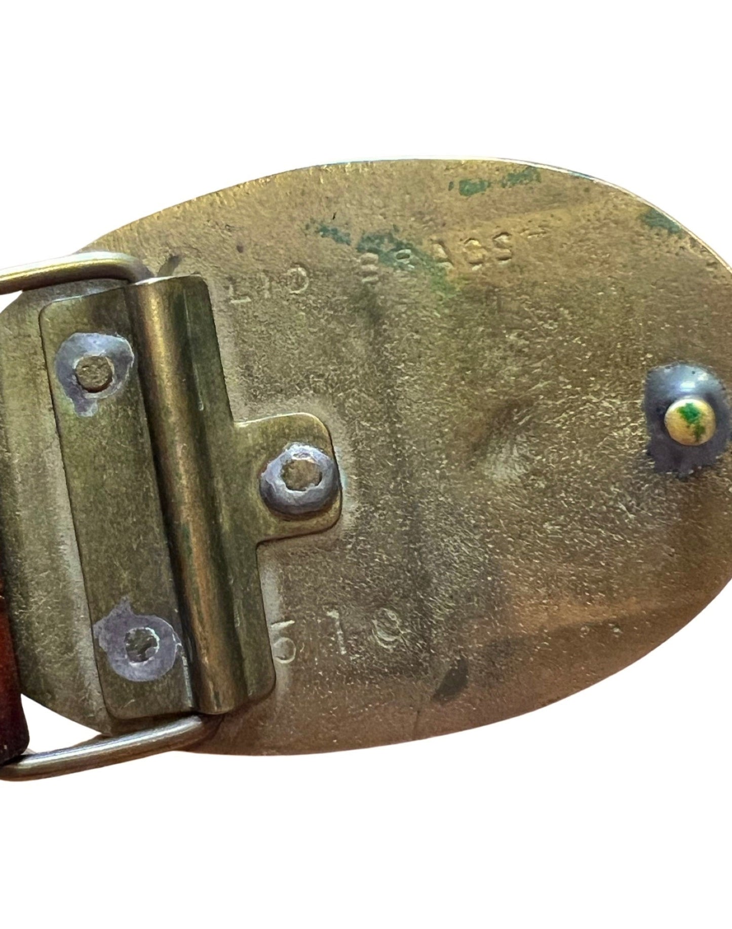 Vintage 80’s Sailing Sailboat Nautical Solid Brass Belt Buckle with Vintage Hand Tooled Leather Belt