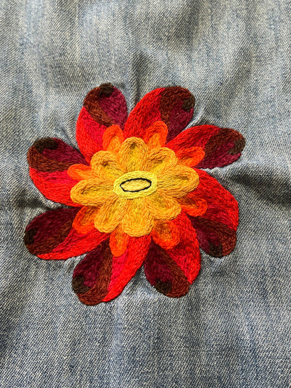 Vintage Sanforized Wrangler Pearl Snap Shirt Embroidered Flower
