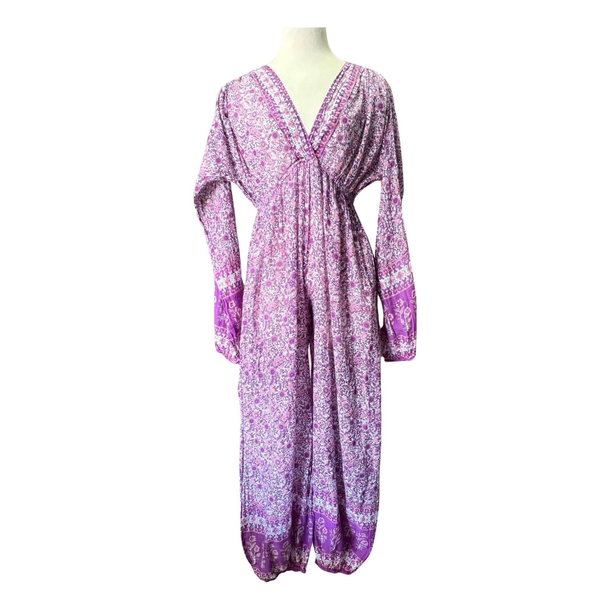 Rare Vintage India Cotton Gauze Block Print Jumpsuit One Of A Kind  Motley  Vintage