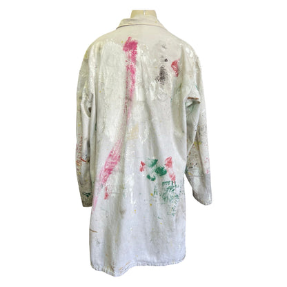 Vintage French Painters Coat Workwear Paint Splatter Artist Smock