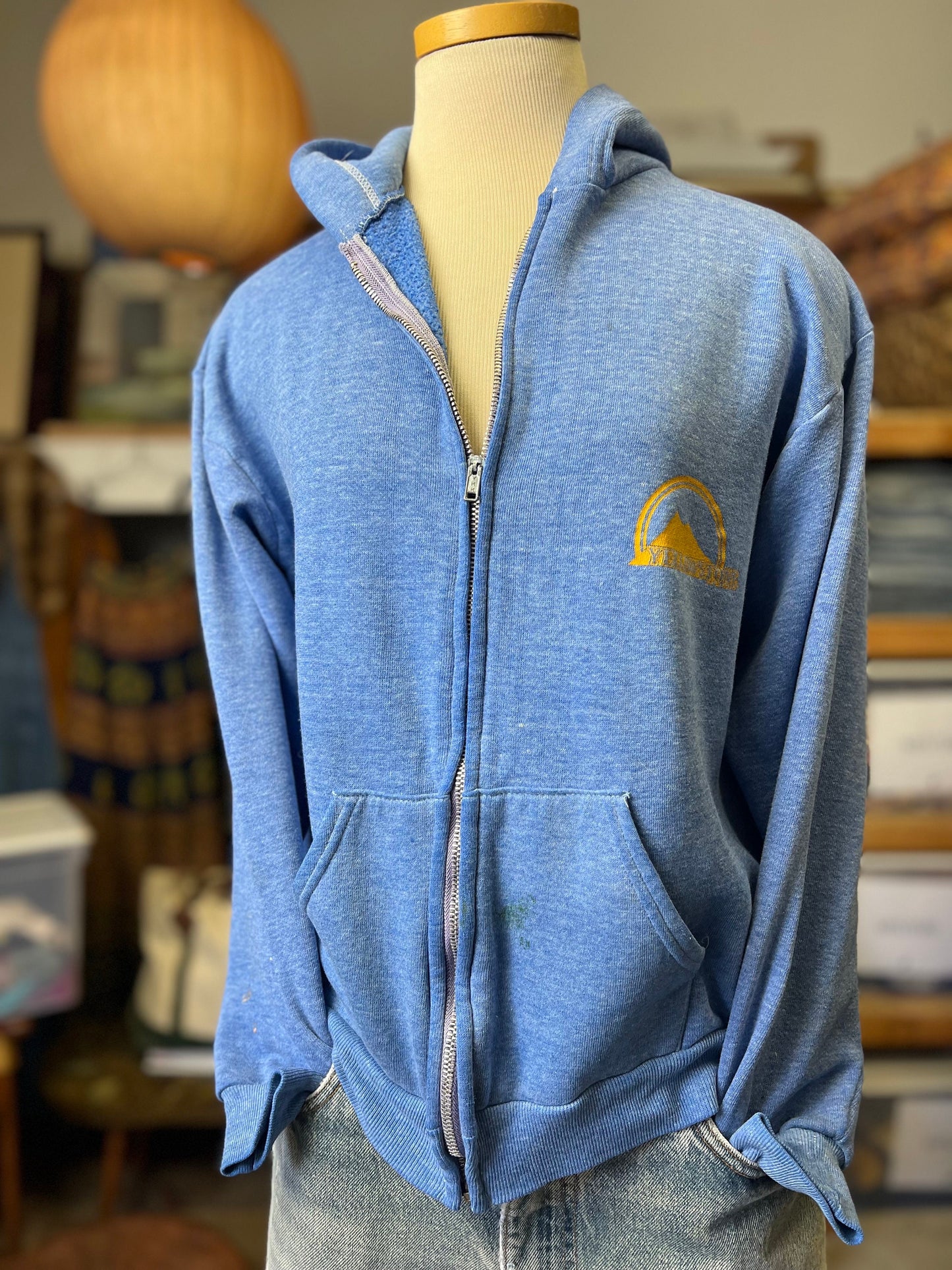 Vintage 80’s Yellowstone Zip Front Faded Hoodie Hoody