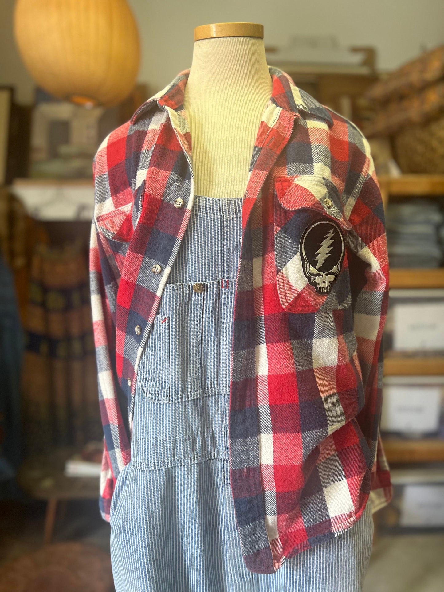 Vintage Private Property Cotton Flannel Shirt w/ Grateful Dead Patch L
