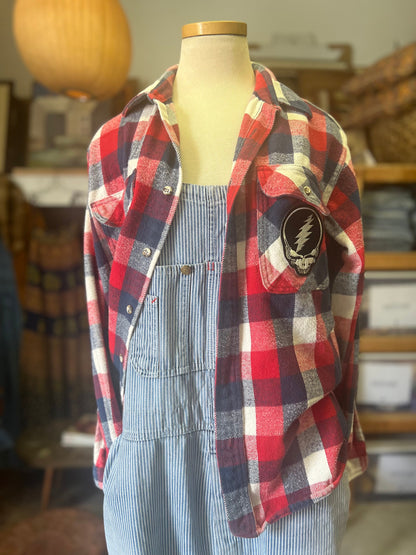 Vintage Private Property Cotton Flannel Shirt w/ Grateful Dead Patch L