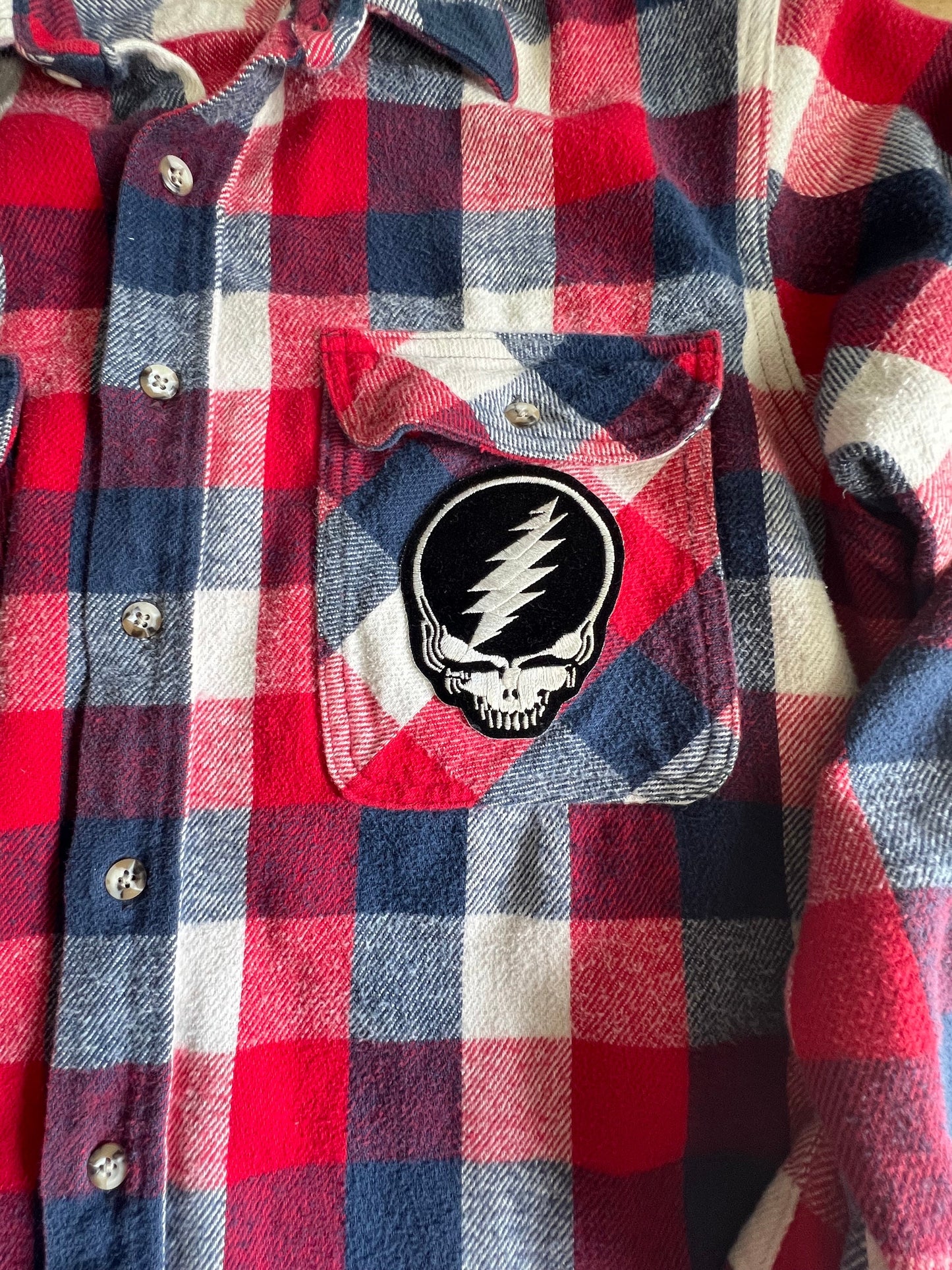 Vintage Private Property Cotton Flannel Shirt w/ Grateful Dead Patch L