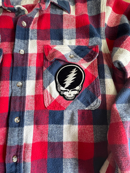 Vintage Private Property Cotton Flannel Shirt w/ Grateful Dead Patch L