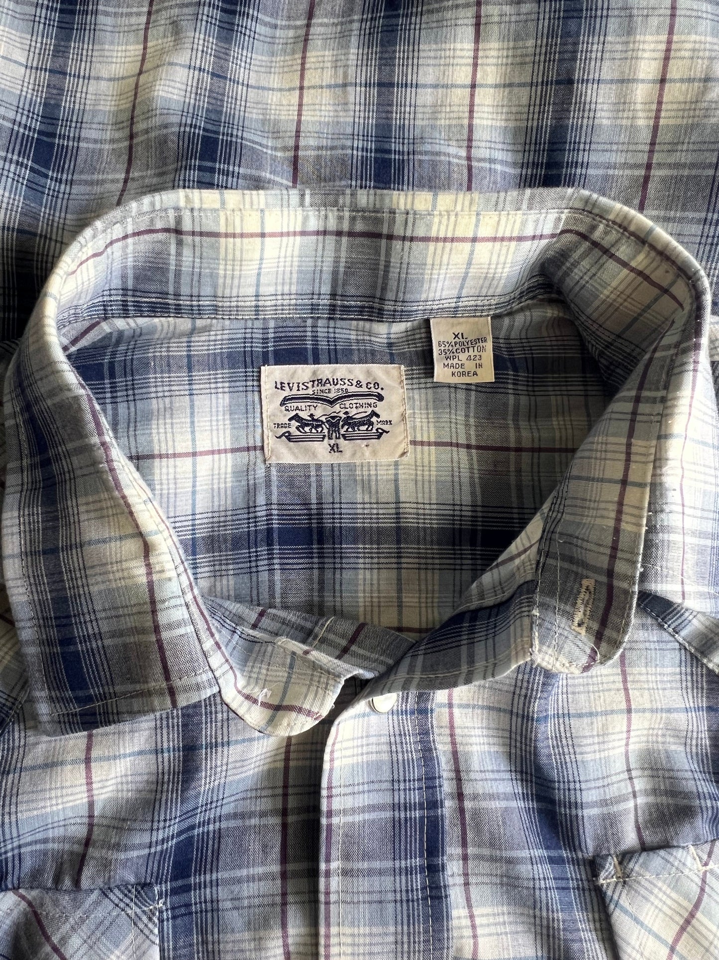 Vintage Levi’s Soft & Paper Thin Plaid Pearl Snap Shirt XL