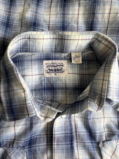 Vintage Levi’s Soft & Paper Thin Plaid Pearl Snap Shirt XL
