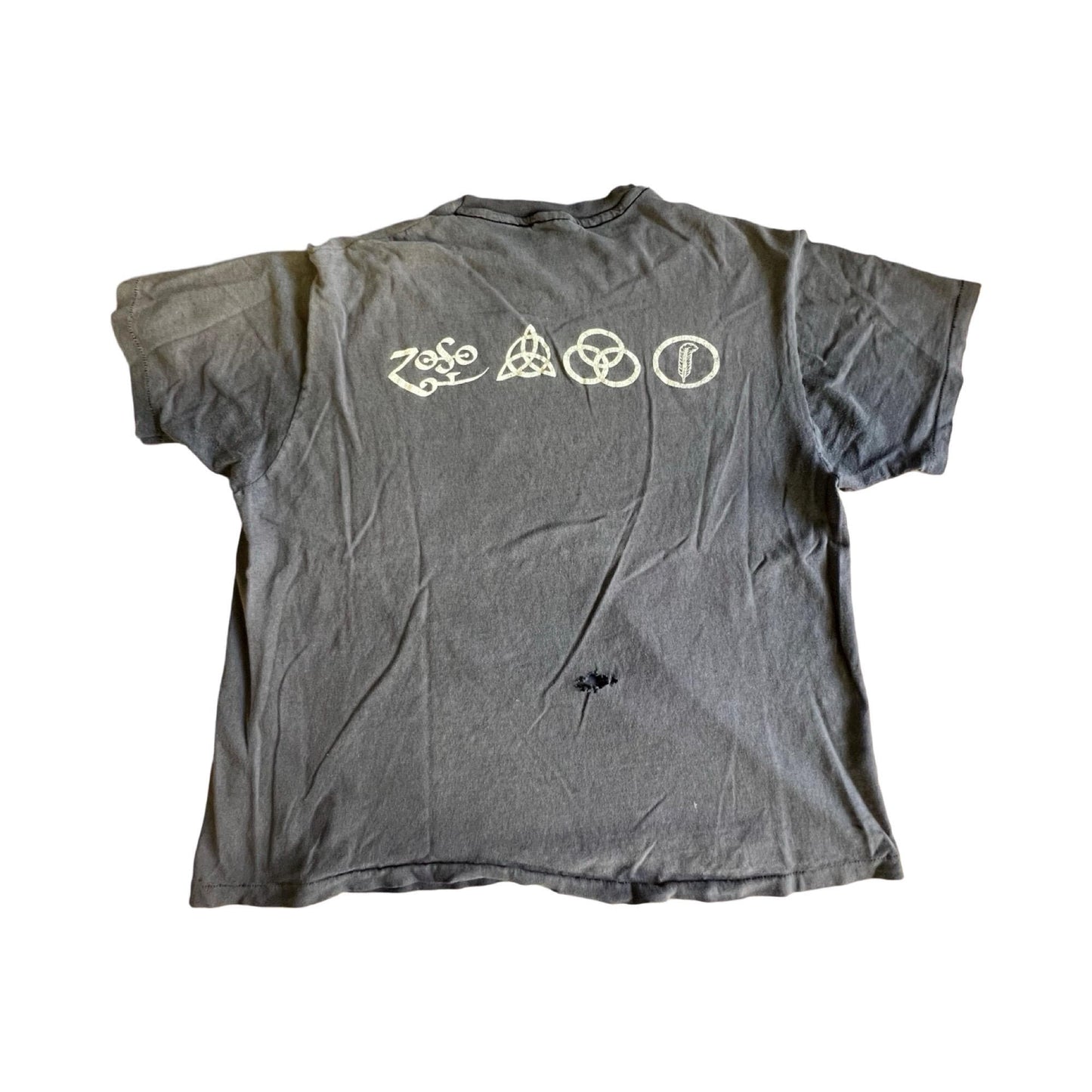 Vintage Original 1984 Led Zeppelin Single Stitch Swan Song Zoso Distressed T-Shirt XL