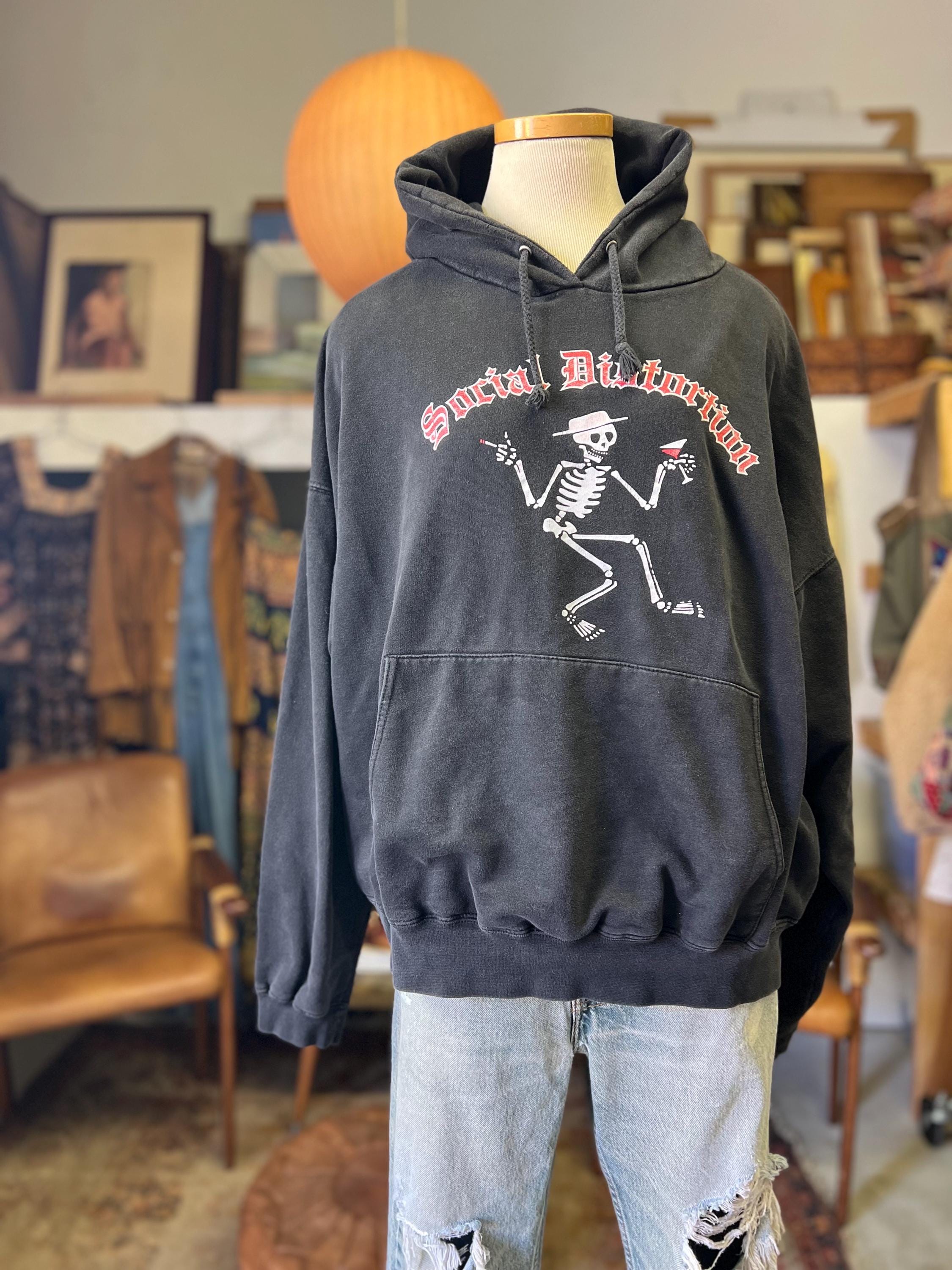 Vintage 90's Y2K Social Distortion Hoodie Distressed Worn