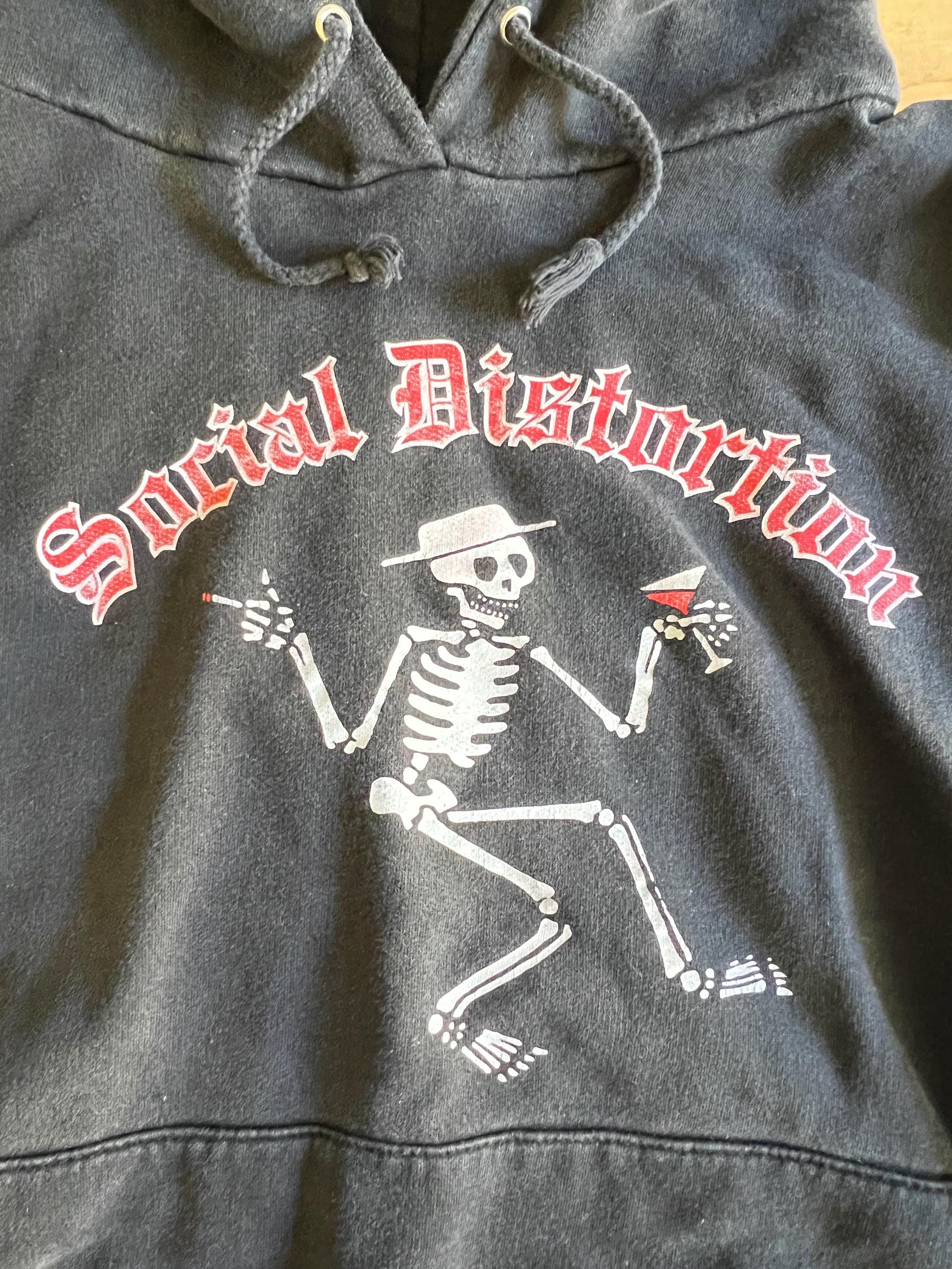 Vintage 90's Y2K Social Distortion Hoodie Distressed Worn