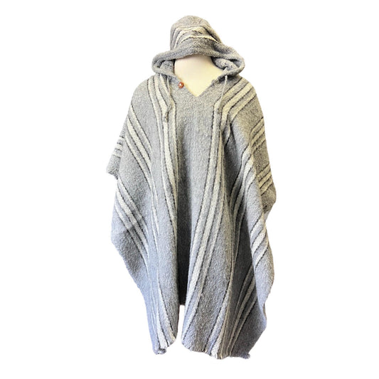 Vintage 70's Handmade Striped Hooded Poncho One Of A Kind OSFA