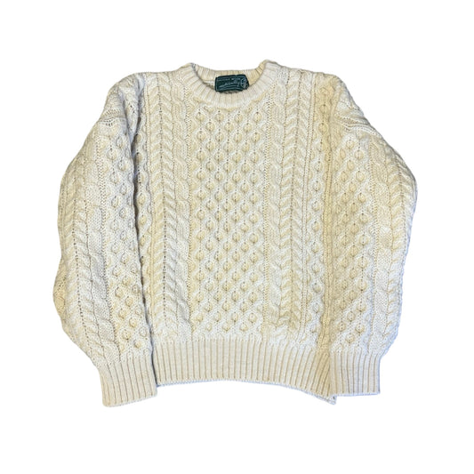 Vintage British Wool Cable Knit Fishermans Sweater Made In United Kingdom 100% New Wool