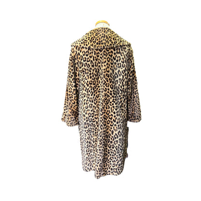 Vintage Leopard Double Breasted Lapel Collar Coat L
