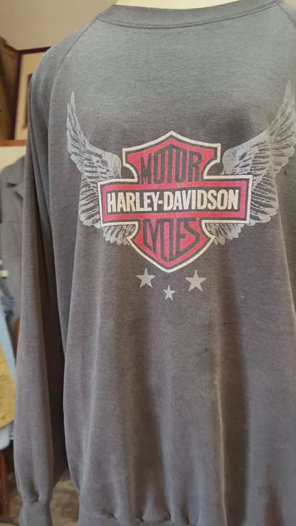 Rare Vintage 1980’s Harley Davidson Double Sided Raglan Sweatshirt XXL