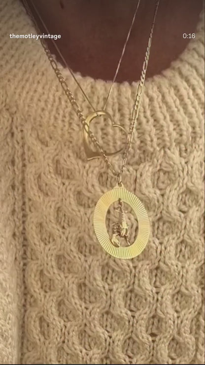 Vintage Large 14k Floating Heart Pendant