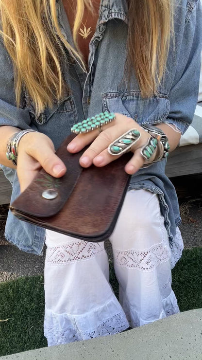 Rare Vintage 1970’s Hand Tooled Leather Tobacco Pouch Worn to Perfection