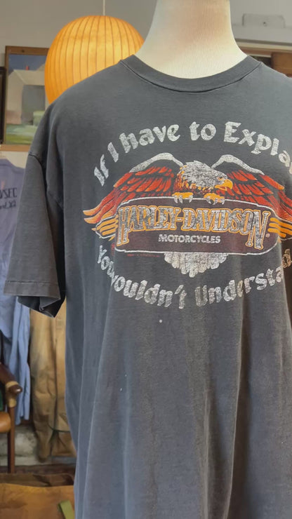 VERY RARE Vintage 1983 Single Stitch Harley Davidson If I Have To Explain T-Shirt XXL